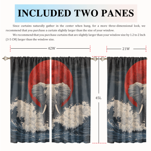 Rustic Japanese Style Elephant Watercolor Wildlife Elephant Japan Great Wave Red Sun CGCL 2 1