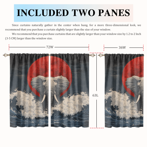 Rustic Japanese Style Elephant Watercolor Wildlife Elephant Japan Great Wave Red Sun CGCL 2 7