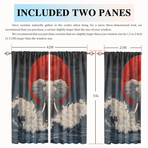 Rustic Japanese Style Elephant Watercolor Wildlife Elephant Japan Great Wave Red Sun CGCL 2 2