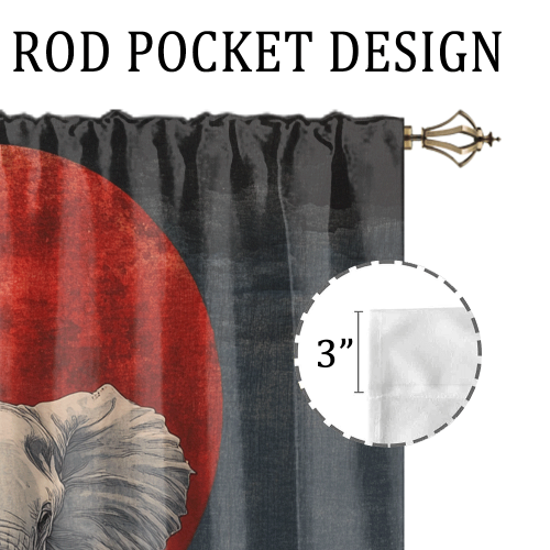 Rustic Japanese Style Elephant Watercolor Wildlife Elephant Japan Great Wave Red Sun CGCL 3