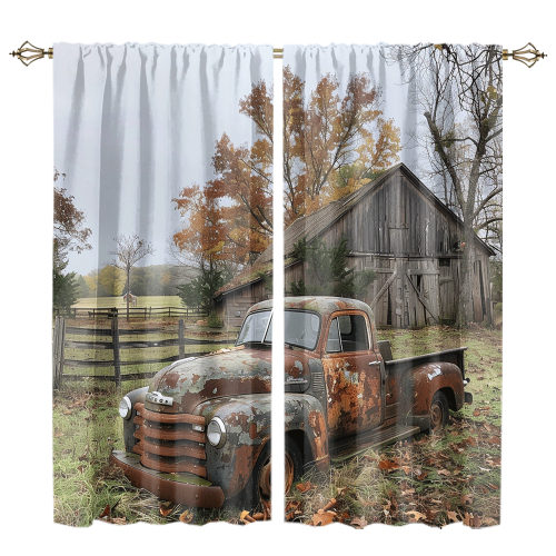 Vintage Farm Antique Truck Abstract Fall Farm Wood Board Cabin Truck CGCL 1 5