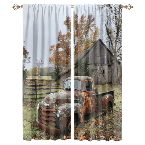 Vintage Farm Antique Truck Abstract Fall Farm Wood Board Cabin Truck CGCL 1 3