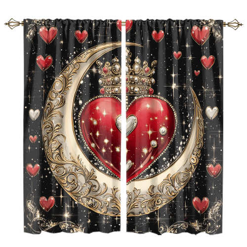 Rustic Valentine Day Heart Print Watercolor Glitter Diamond Design Moon Crown Theme CGCL 1 5