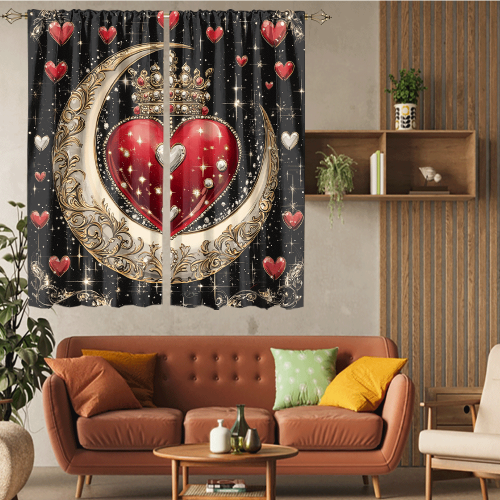 Rustic Valentine Day Heart Print Watercolor Glitter Diamond Design Moon Crown Theme CGCL 5