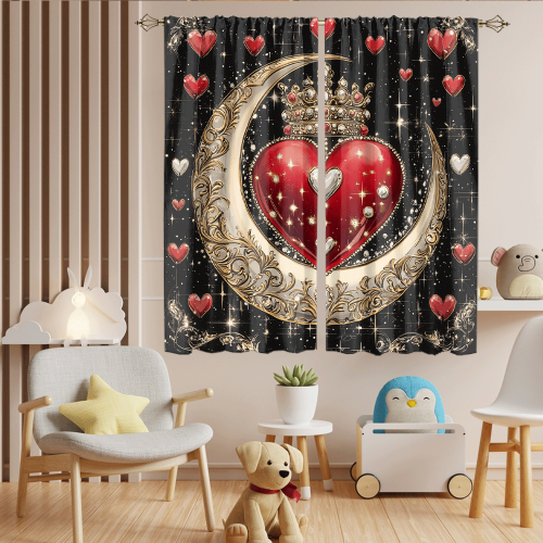 Rustic Valentine Day Heart Print Watercolor Glitter Diamond Design Moon Crown Theme CGCL 6