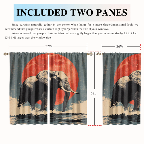 Watercolor Japanese Style Elephant Modern Wildlife Elephant Japanese Great Wave Red Sun CGCL 2 7