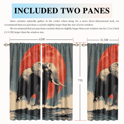 Watercolor Japanese Style Elephant Modern Wildlife Elephant Japanese Great Wave Red Sun CGCL 2 6