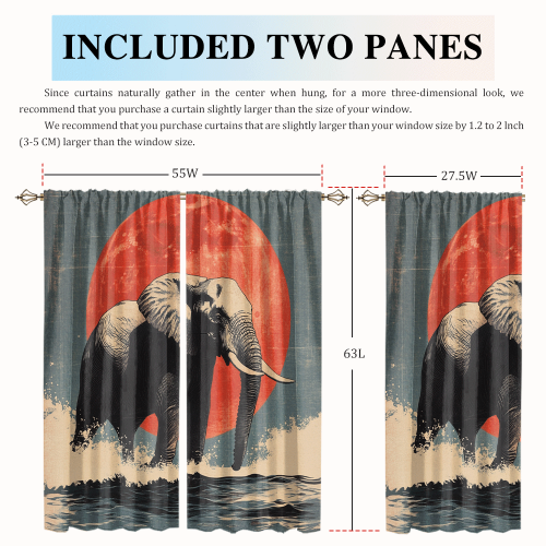 Watercolor Japanese Style Elephant Modern Wildlife Elephant Japanese Great Wave Red Sun CGCL 2 4