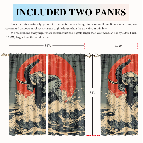 Abstract Japanese Style Elephant Rustic Wildlife Elephant Japan Great Wave Red Sun CGCL 2 8