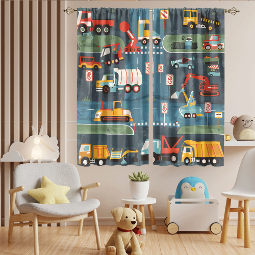 Abstract Cartoon City Truck Rustic Colorful Construction Machinery Bulldozer Excavator CGCL 6