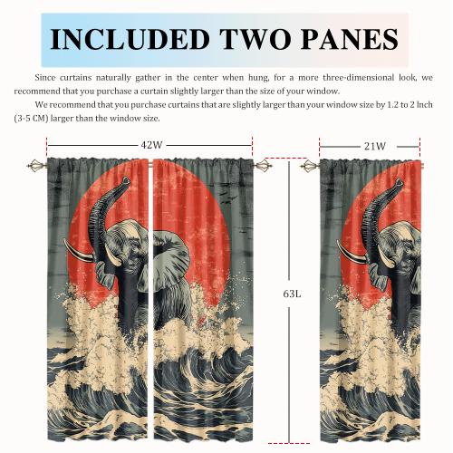 Abstract Japanese Style Elephant Rustic Wildlife Elephant Japan Great Wave Red Sun CGCL 2 3