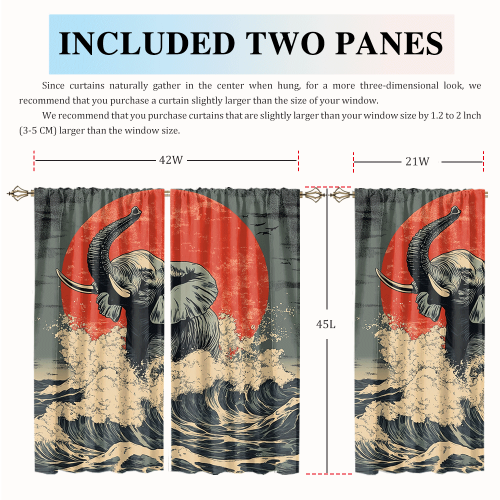 Abstract Japanese Style Elephant Rustic Wildlife Elephant Japan Great Wave Red Sun CGCL 2 1