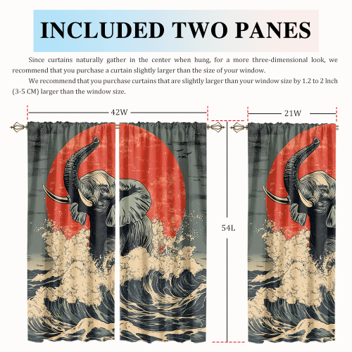 Abstract Japanese Style Elephant Rustic Wildlife Elephant Japan Great Wave Red Sun CGCL 2 2