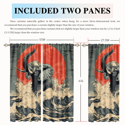 Abstract Japanese Style Elephant Rustic Wildlife Elephant Japan Great Wave Red Sun CGCL 2 4