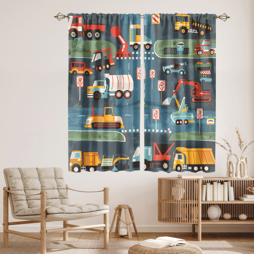 Abstract Cartoon City Truck Rustic Colorful Construction Machinery Bulldozer Excavator CGCL 4