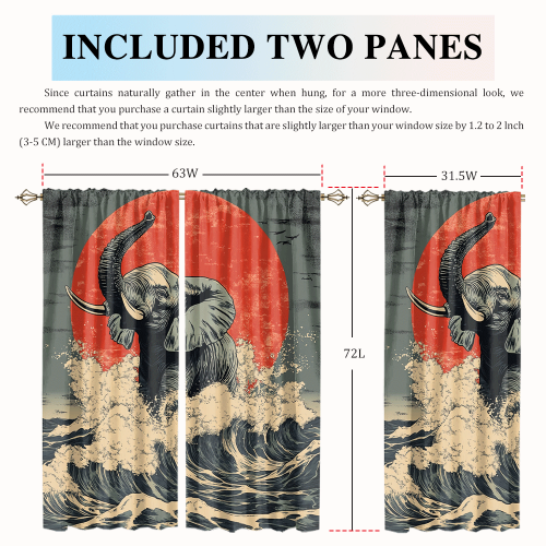 Abstract Japanese Style Elephant Rustic Wildlife Elephant Japan Great Wave Red Sun CGCL 2 6