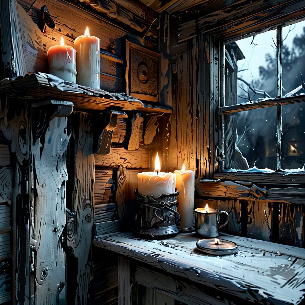 00159-1252415874-inside-a-dark-log-cabinshabbyat-nighta-candledarkness-outside-the-windowrealisticdetailed-details_lora_more_details_1__l-82b389d25a747221539d3447a011f31f