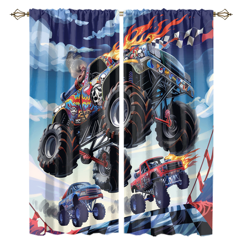 Cool-Cartoon-Monster-Truck-Modern-Racing-Black-White-Plaid-Anime-Monster-Trucks-CGCL-1-6-af433f0f22924d94b8026e04646f6832